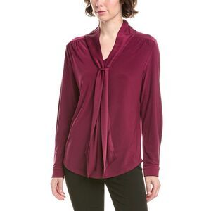 Anne Klein Womens Mixed Media Top, Purple